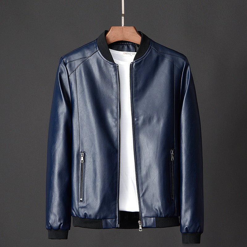 Leather jacket slim men's leather jacket